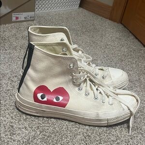 Converse Chuck Taylor Cream High-Tops with Red Heart